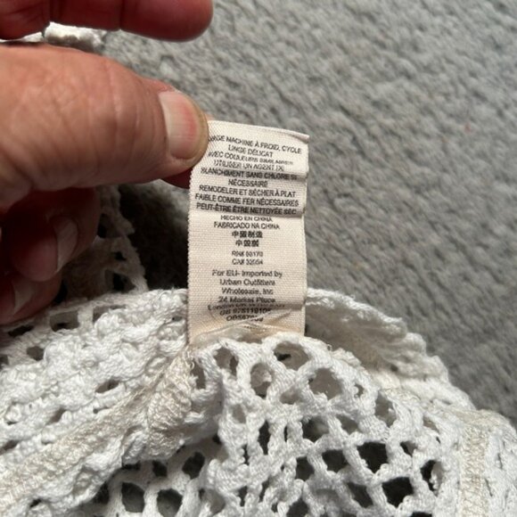 Free People Womens Top XS White Fish Net Sheer Coastal Boho Long Sleeve - Picture 5 of 9